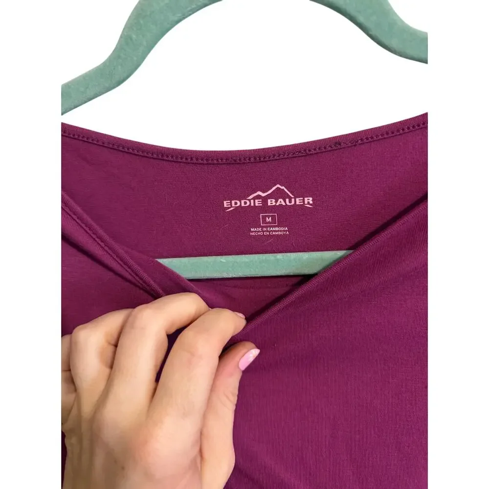 Eddie Bauer Magenta 3/4 Length Sleeve Casual Solid Top Women’s Medium NWT